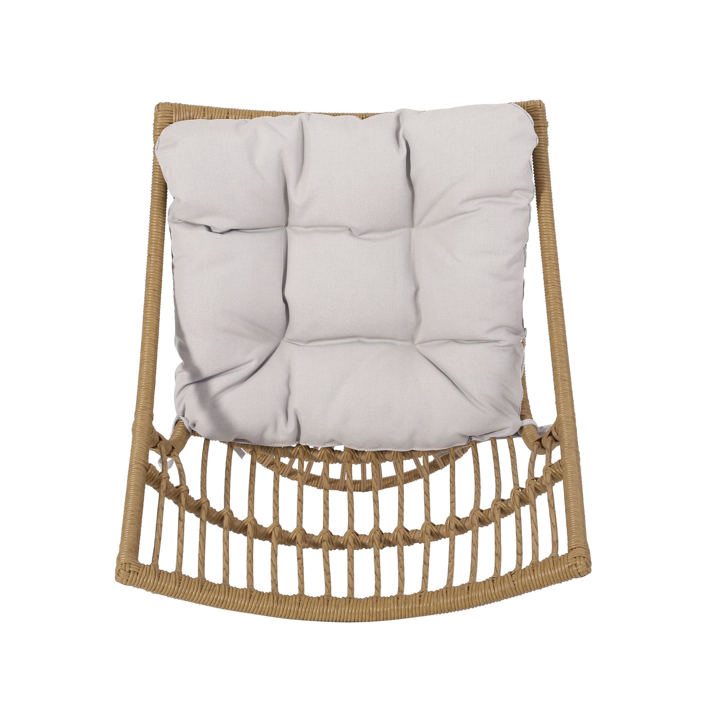 Apulia Outdoor Wicker 2 Seater Chat Set with Cushion, Light Brown and Beige