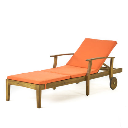 Daisy Outdoor Teak Finish Chaise Lounge with Water Resistant Cushion