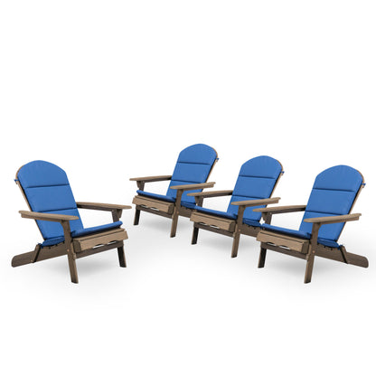 Amenda Outdoor Acacia Wood Folding Adirondack Chairs with Cushions