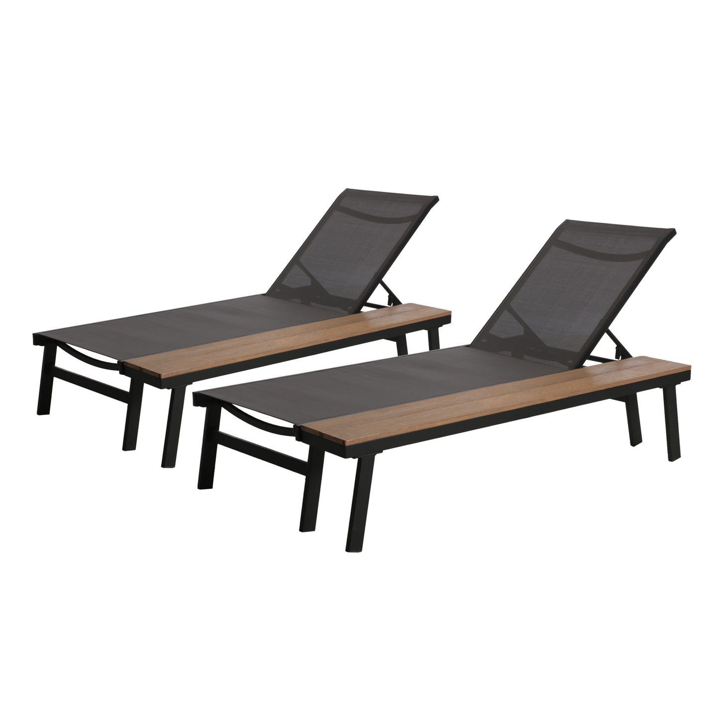 John Outdoor Mesh and Aluminum Chaise Lounge with Side Table