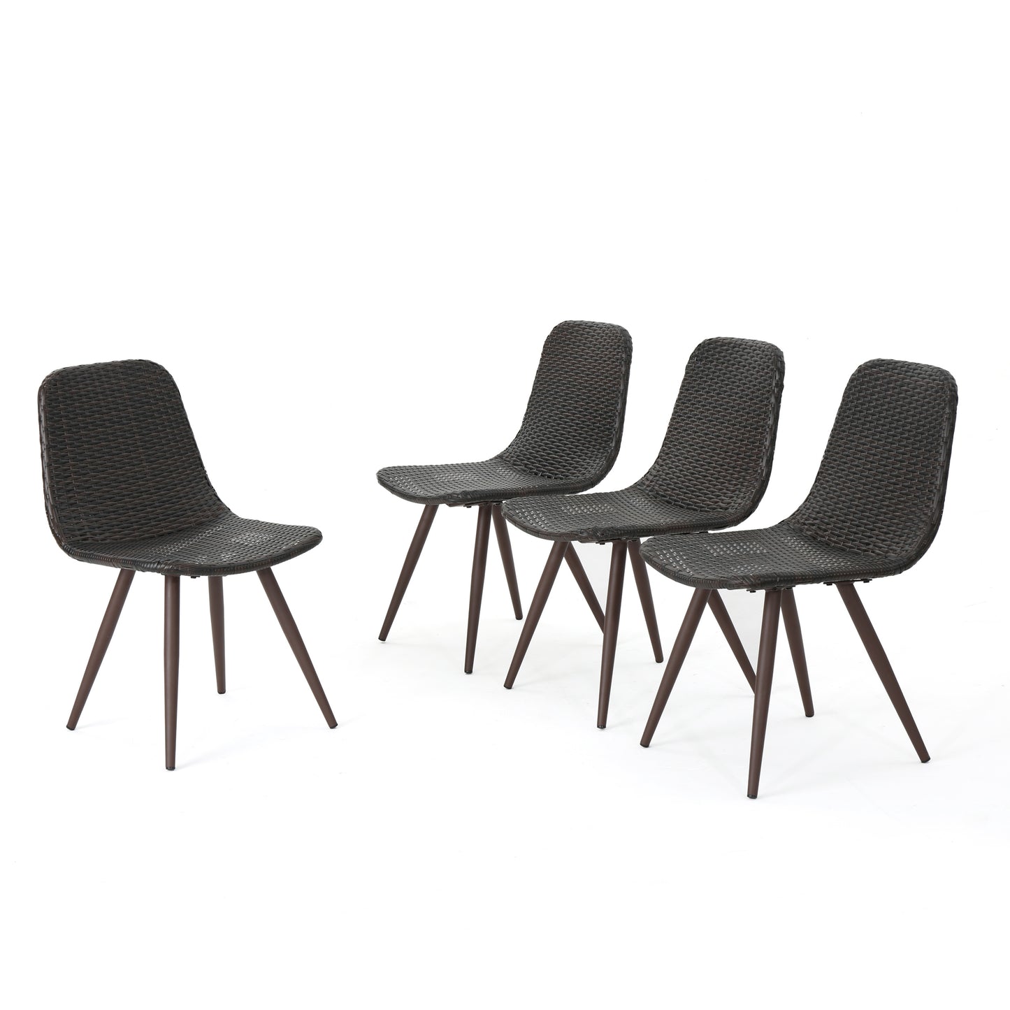 Gilda Outdoor Multibrown Wicker Dining Chairs with Dark Brown Powder Coated Legs