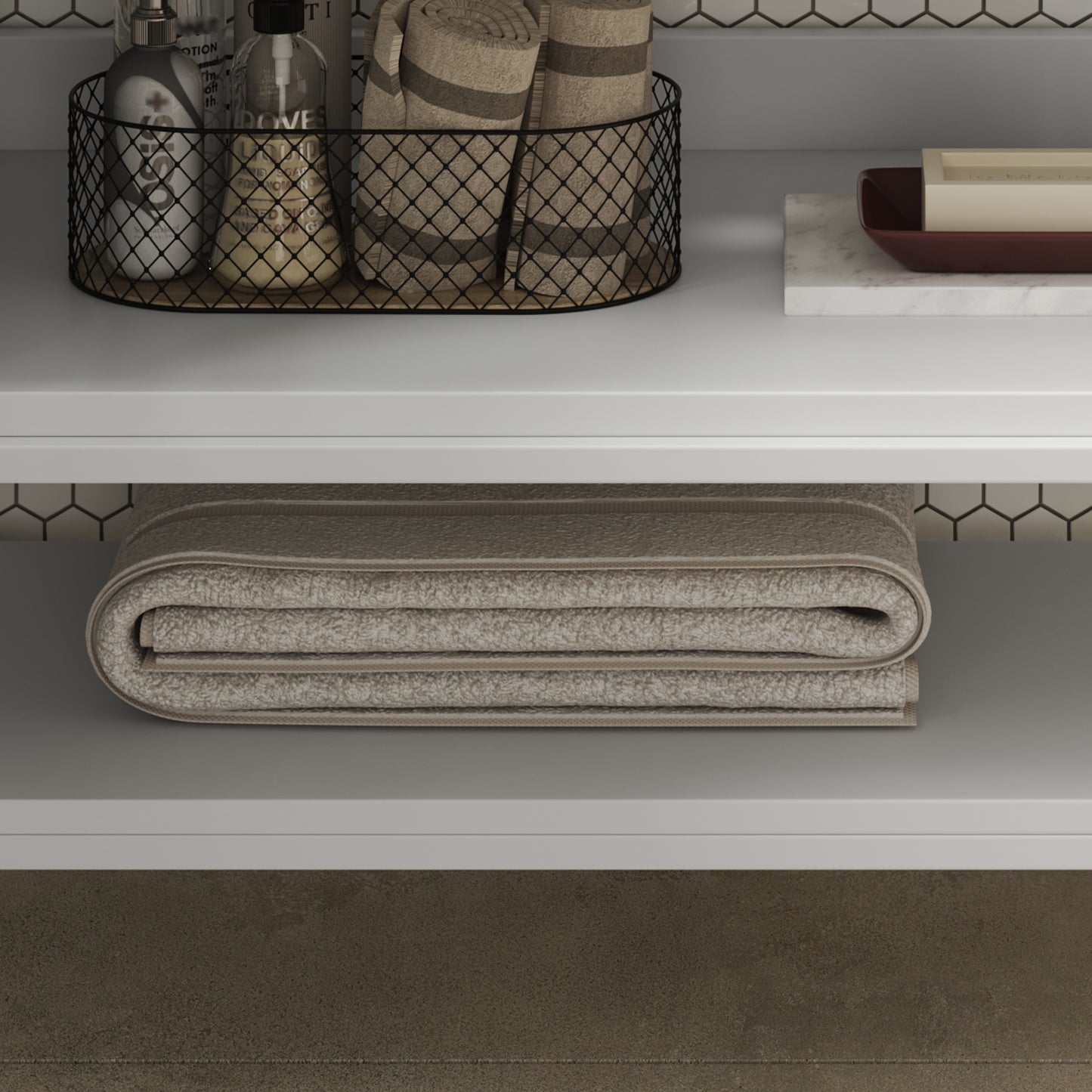 Faelan Bathroom Vanity with Ceramic Sink with Adjustable Shelf and open shelf