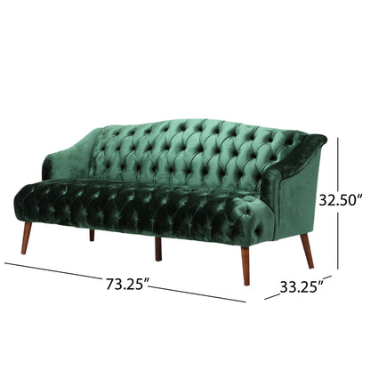 Kayleigh Modern Glam Tufted Velvet 3 Seater Sofa