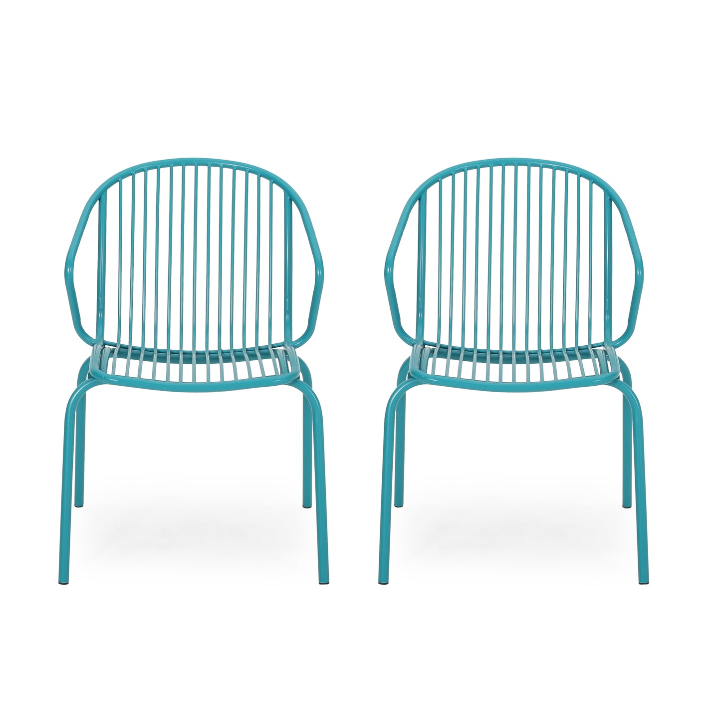 Emily Outdoor Modern Iron Club Chair (Set of 2)