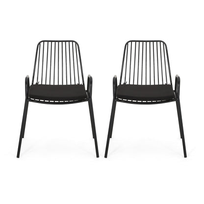Ashwood Outdoor Modern Iron Club Chair with Cushion (Set of 2)