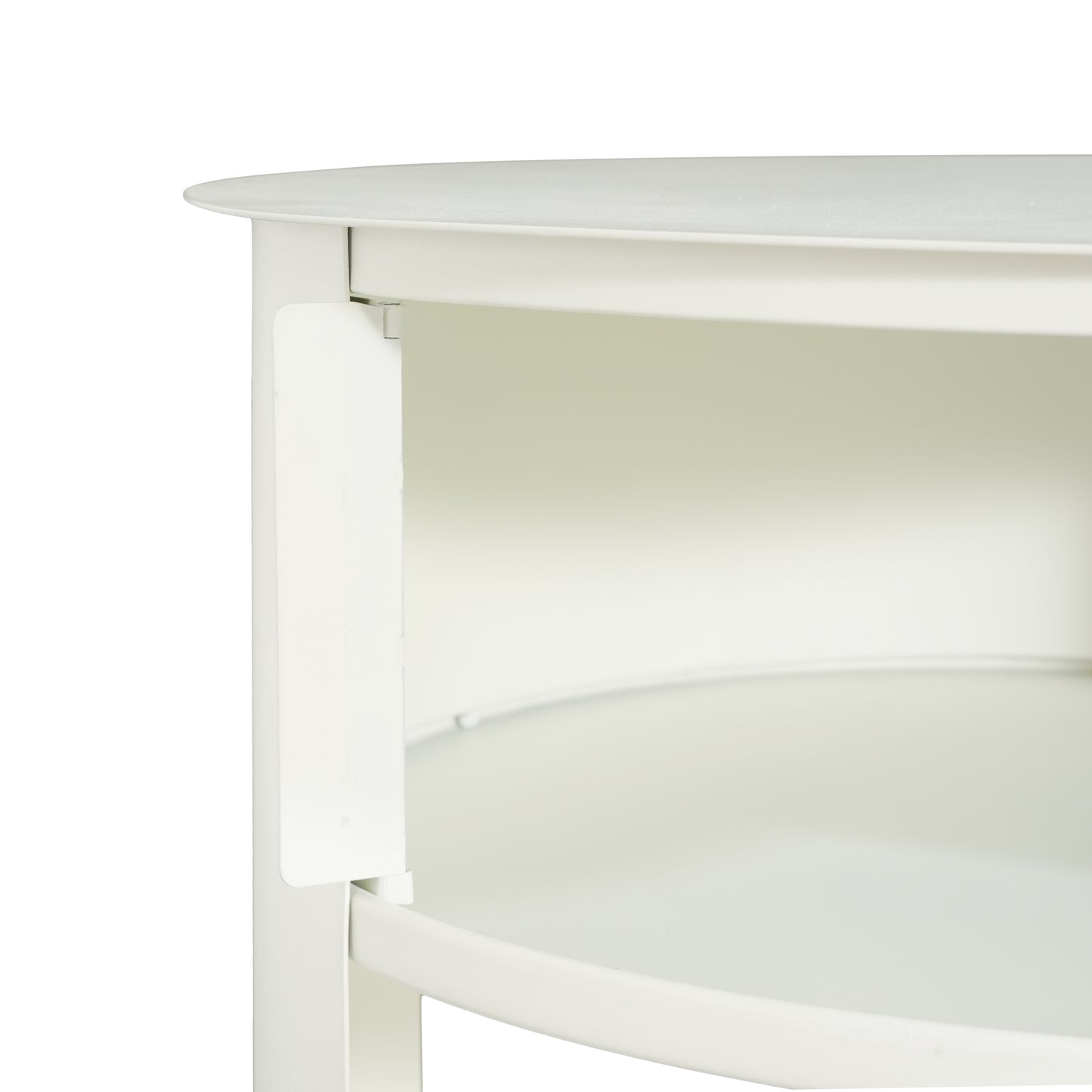 Somatilae Indoor 3-Tier Metal Round Side Table with Sliding Door Cabinet