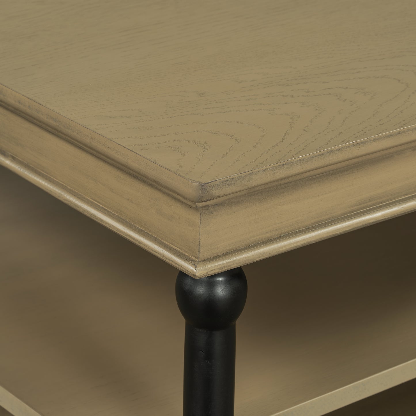 55.1" Wood Coffee Table with Black Legs, 2 Open Storage Shelves, Modern Living Room Table