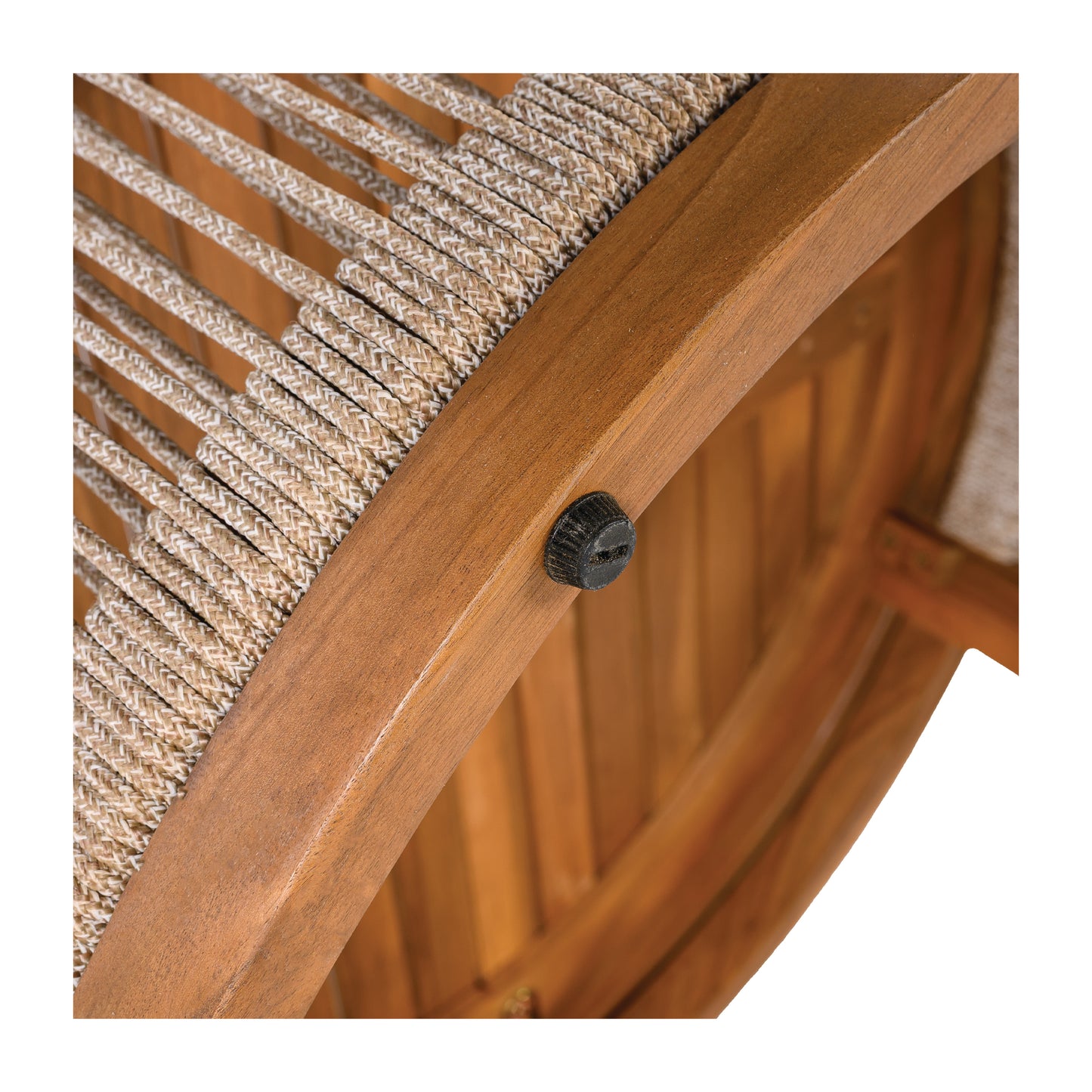 Cavolenin 27.95" Acacia Wood Outdoor Coffee Table - Handwoven Rope Accent Boho Patio Table