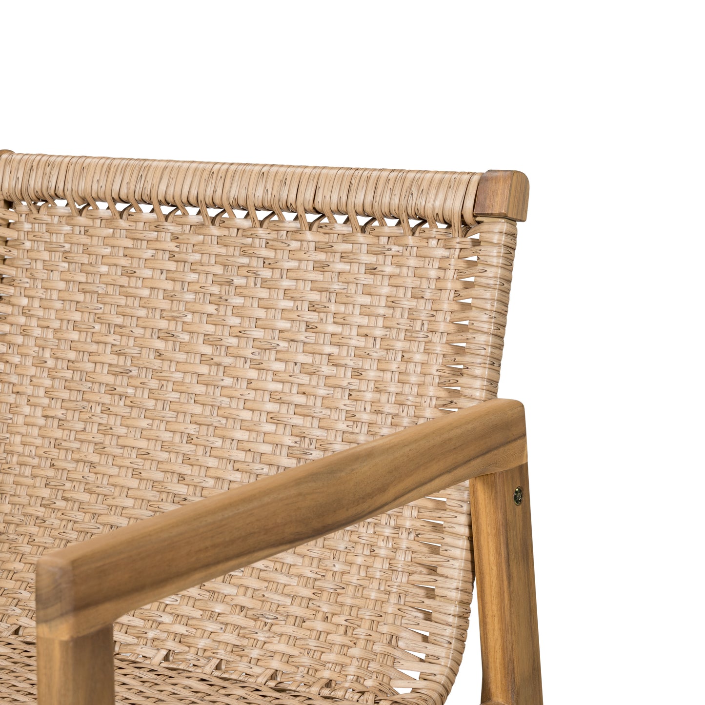 Yliraeth Wood Outdoor Barstool, Teak Finished Wood with Beige Cushion, Set of 2