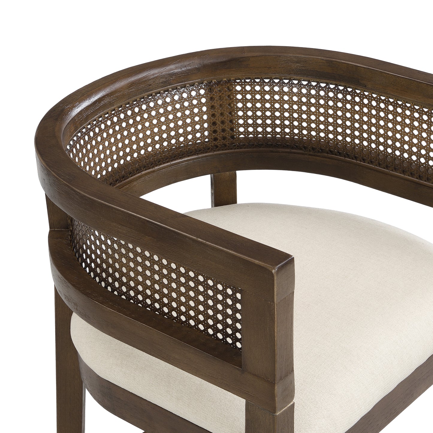 Isidore Wood And Rattan Upholstered Arm Counter Stools,Set of 2