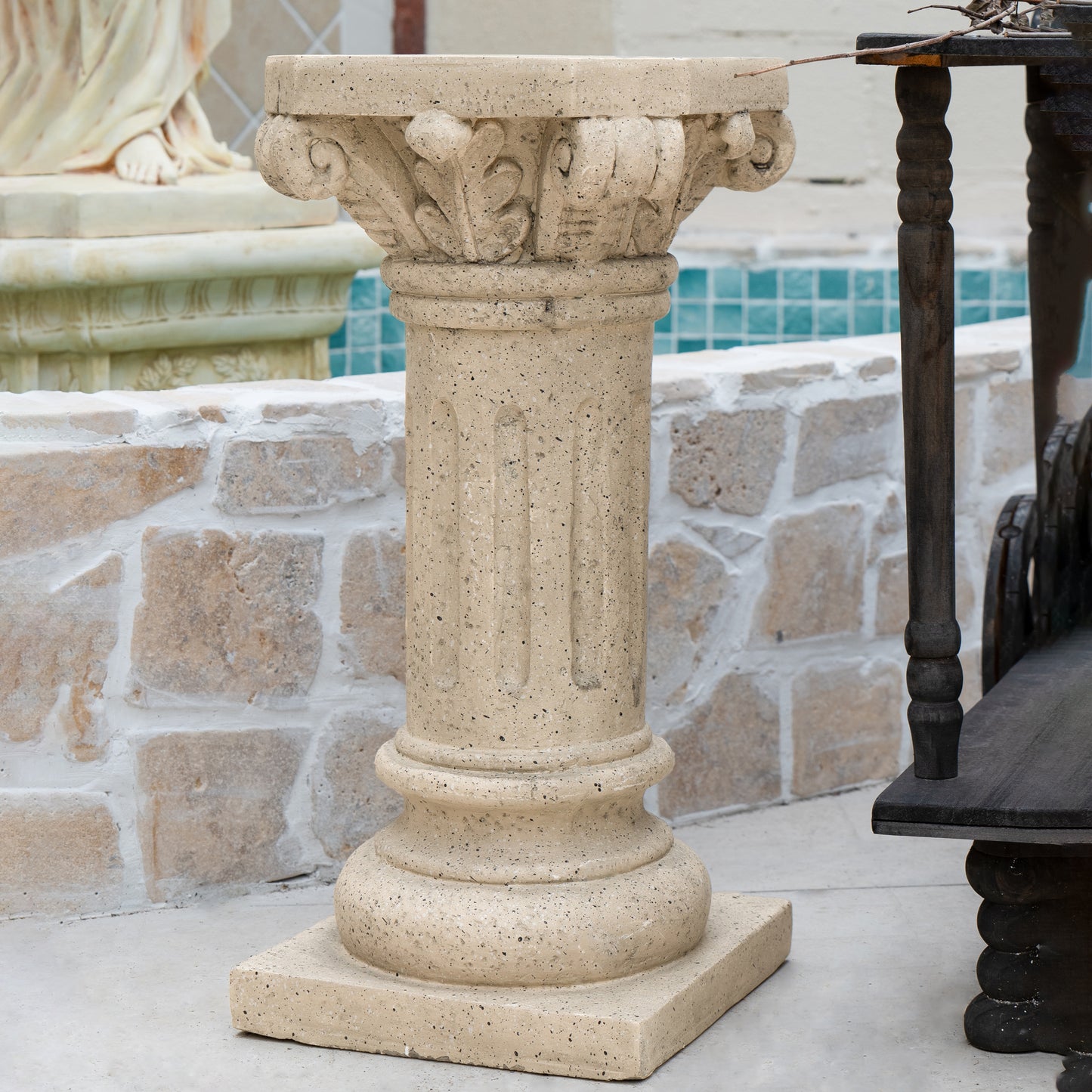 Jiper Pedestal Column Plant Stand, 26.25 Inch, Indoor and Outdoor