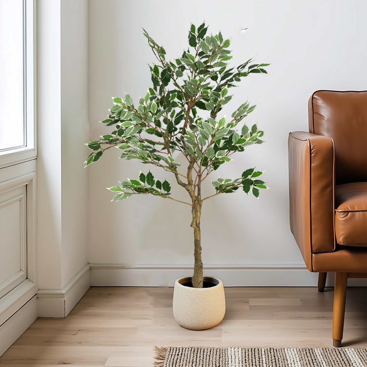 Marcellus 51" Artificial Ficus Tree with Black Plastic Pot