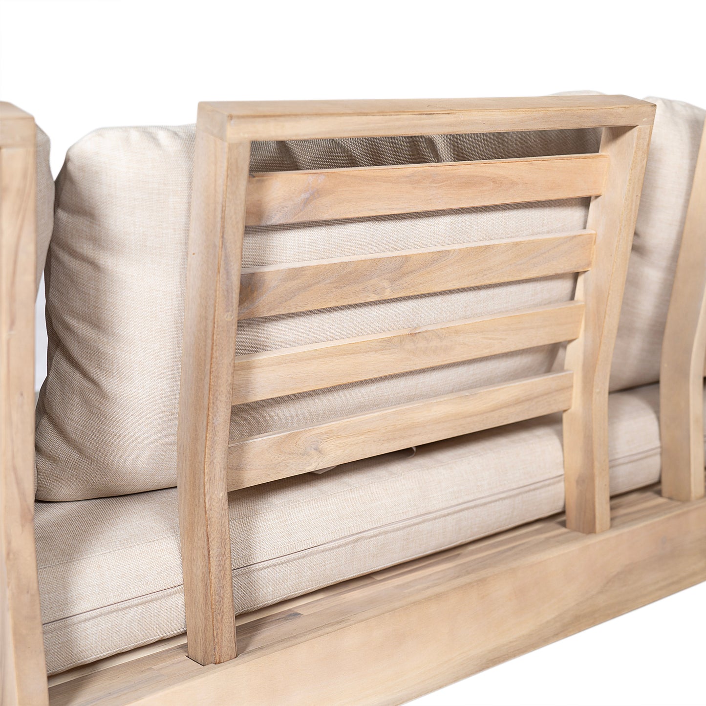 Topia Acacia wood 3 Seater Sofa, Light White+Sand