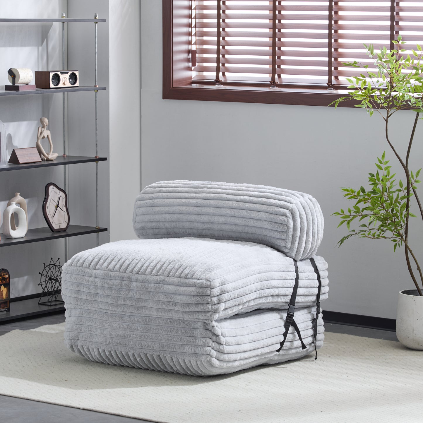 Latinao Indoor Foldbable Bean Bag Lounge chair, Light Gray