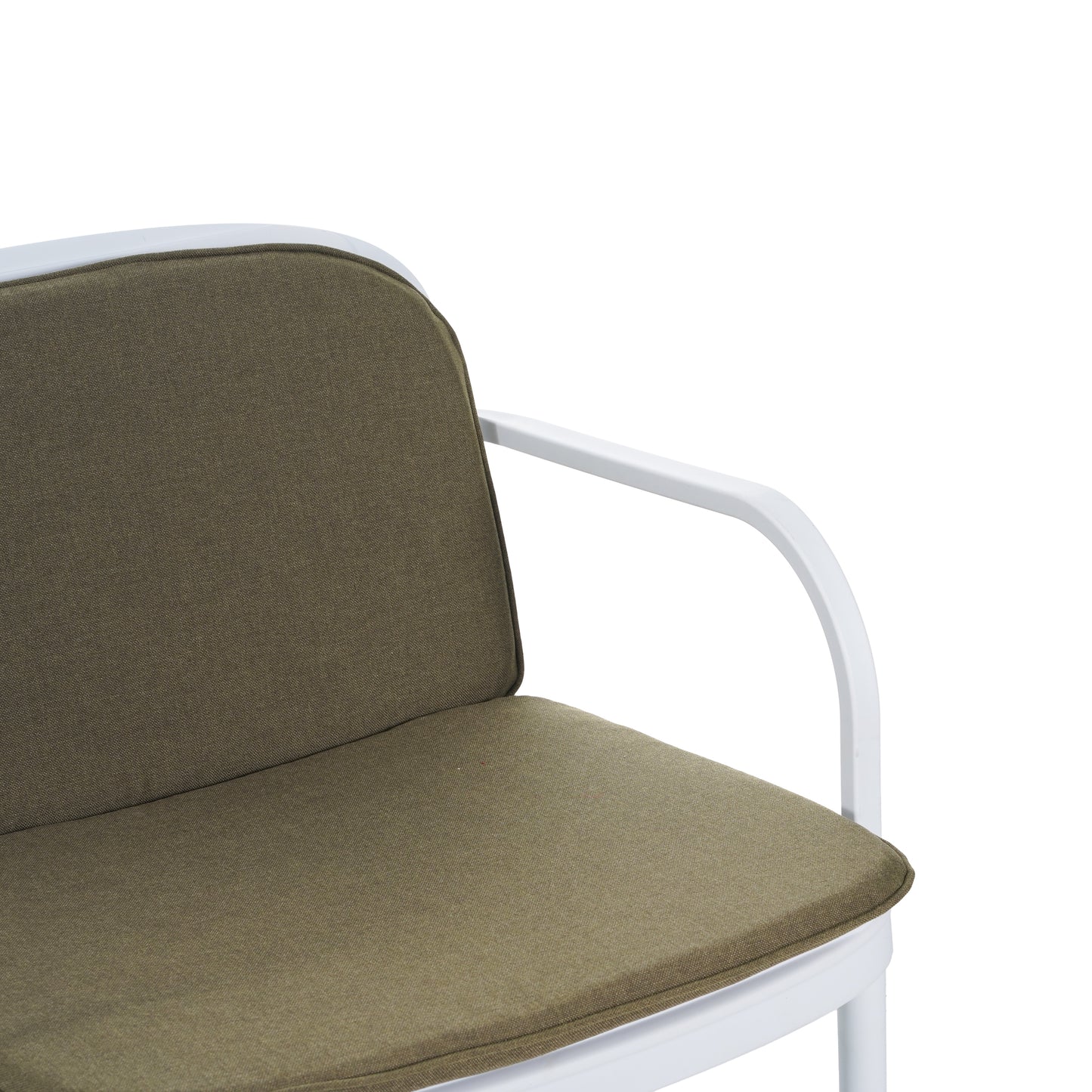 Luna 3 Piece Outdoor Chat Set,PP Club Chair and Loveseat, White Frame with Green Cushion