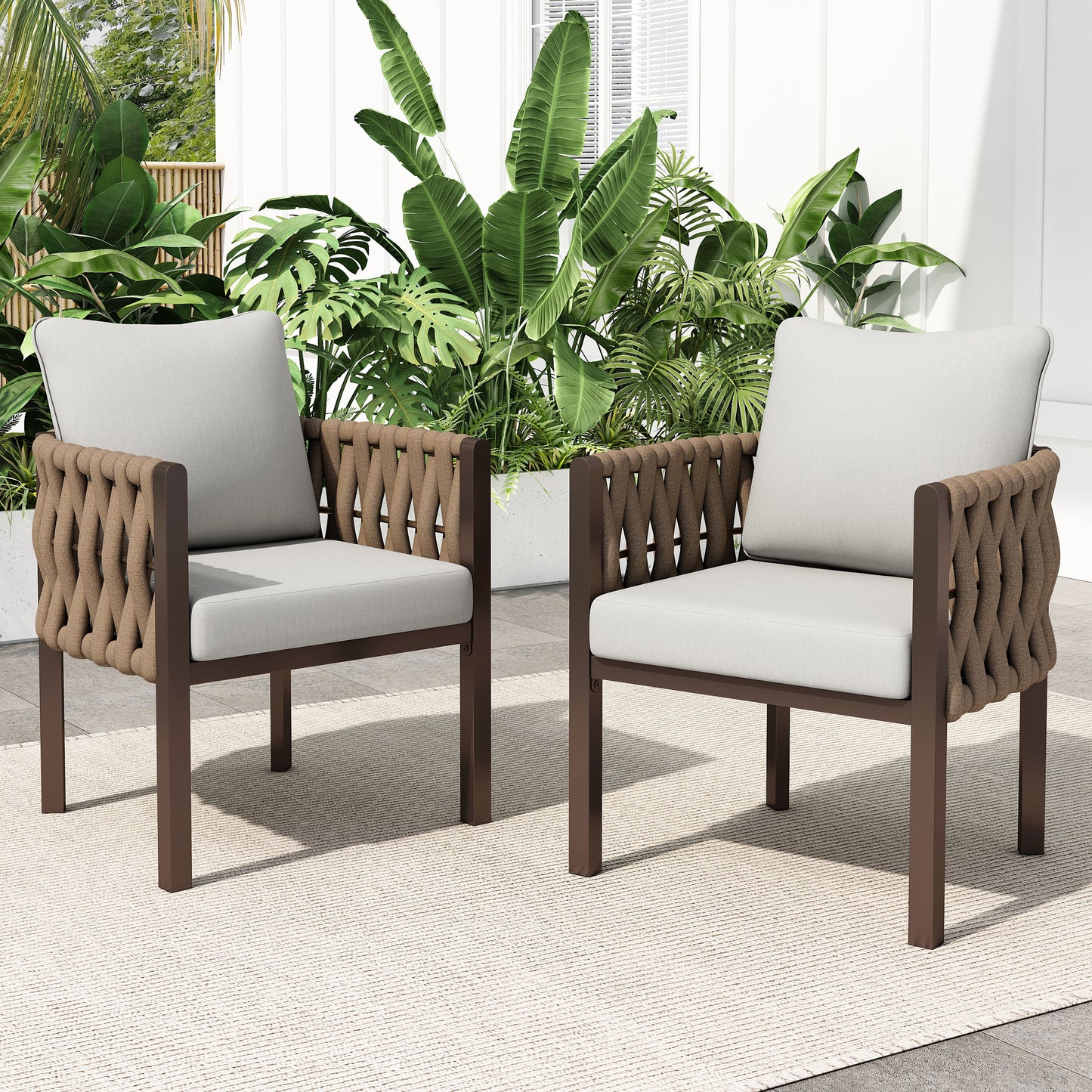 Halence Outdoor Metal Patio Club Chair,with Cushion