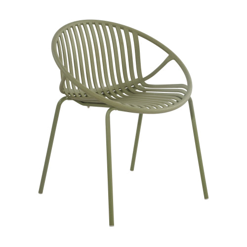 Hespera Patio Dining Chairs with Metal Legs & Breathable Plastic Backrest