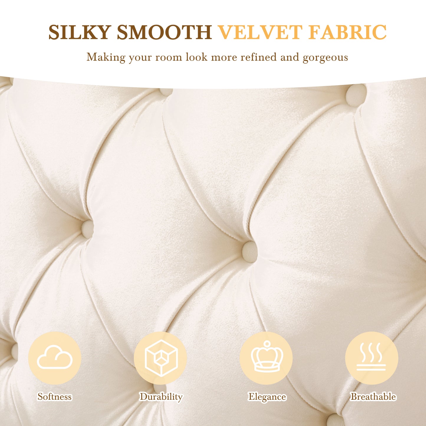 Meridia Platform Bed with Headboard, Modern Velvet Upholstered Platform Bed with 2 Nightstands, with diamond tufted