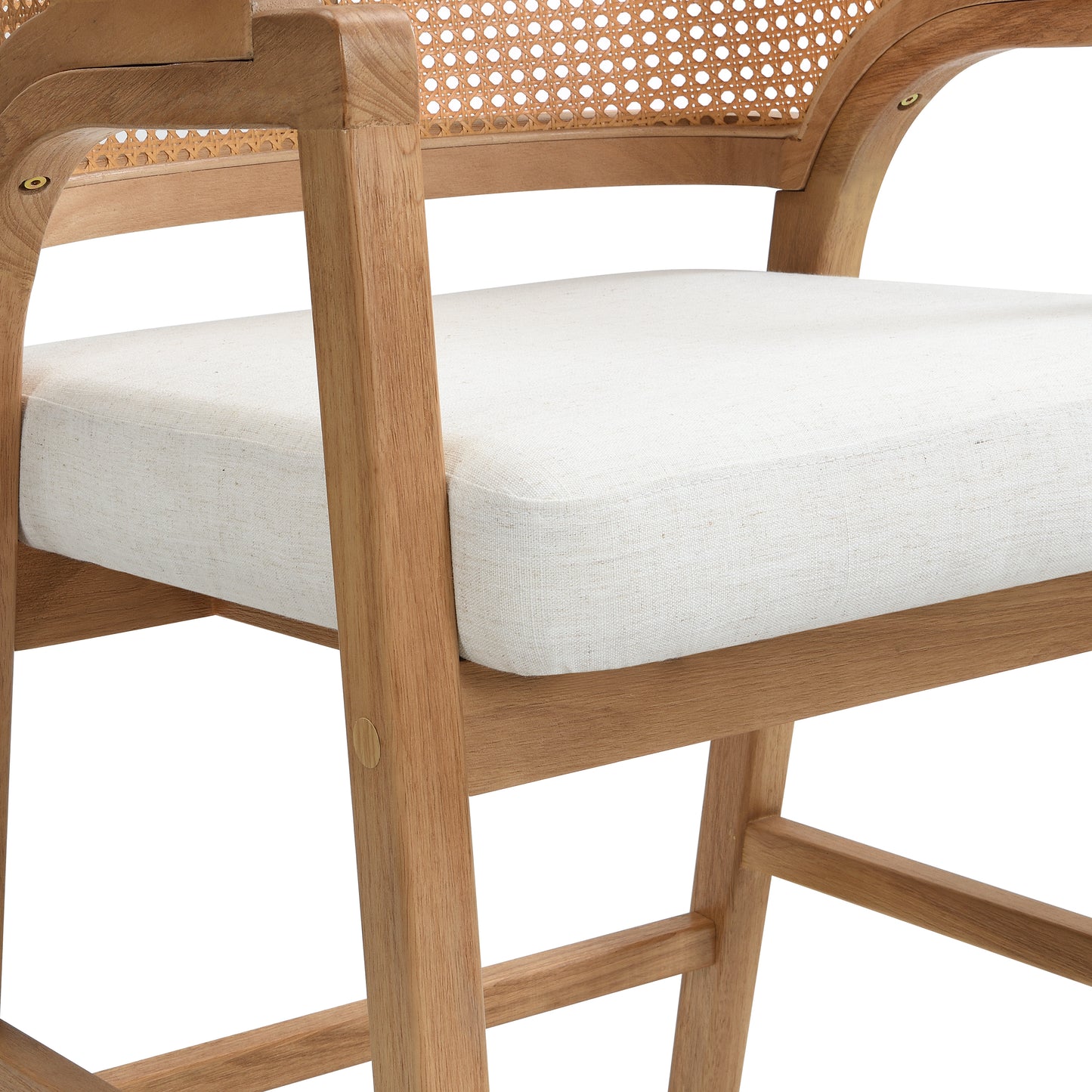 Solace Wooden Frame Counter Stool With Rattan Back-Natural Oak-Set of 2