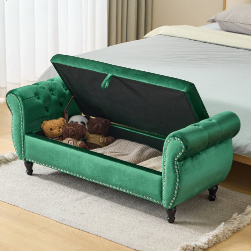 Luffy Velvet Upholstered Storage Ottoman Bench