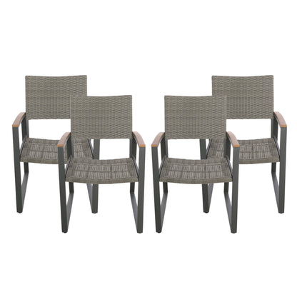 Augusta Outdoor Aluminum Dining Chairs with Faux Wood Accents