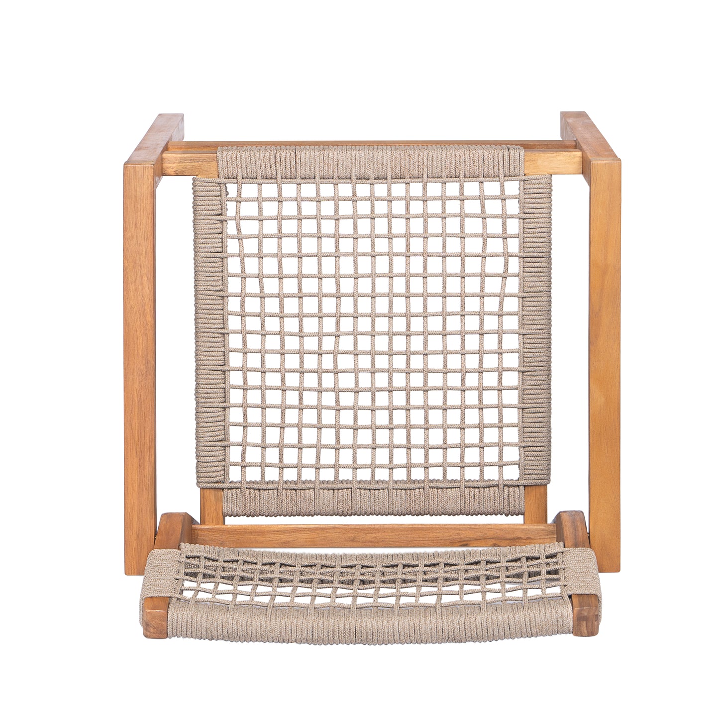 Henzle Outdoor Rope Woven Acacia Dining Chair
