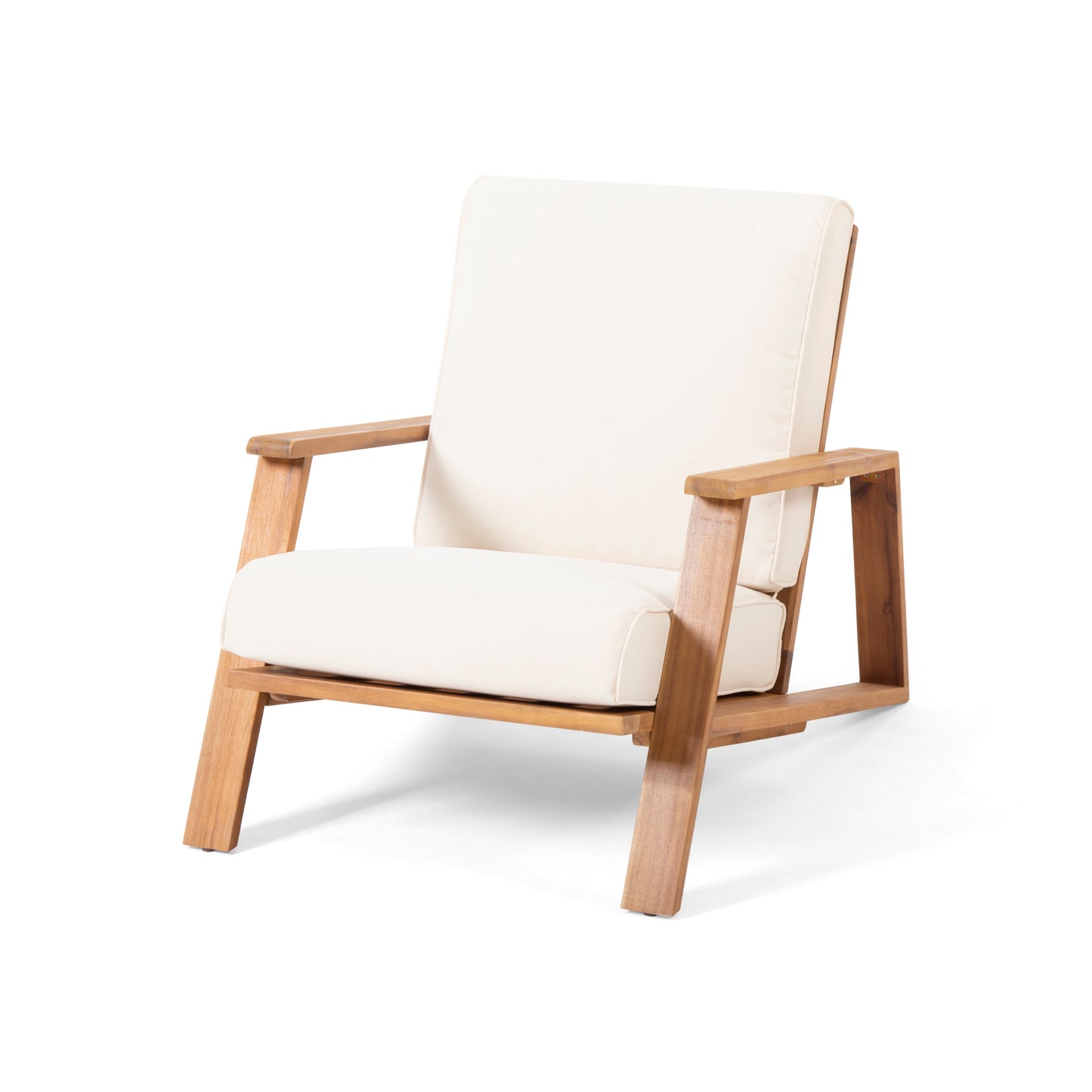 Youssef Outdoor Acacia Wood Club Chair with Cushion