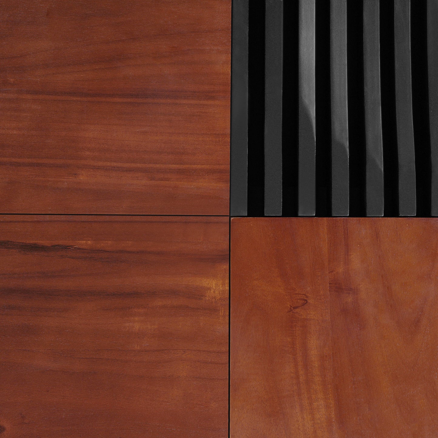 Leader Italian Vintage Style Acacia Wood Storage Coffee Table, Brown and Black