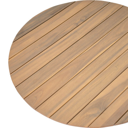 Veronia Outdoor Patio Round Acacia Wood Coffee Table, Natural Finish Wood