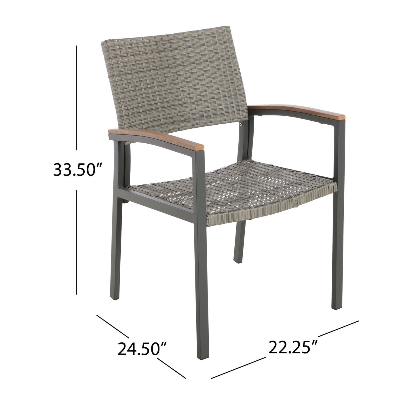 Swarthmore Outdoor Aluminum Dining Chairs with Faux Wood Accents