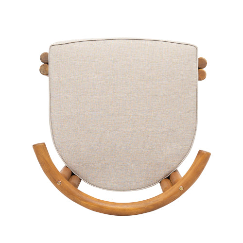 Covane Acacia Wood Armless Dining Chair, Teak Finish with Beige Cushion, Set of 2