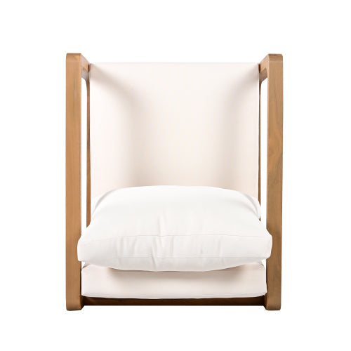 PinDrift Outdoor Lounge Chair, Acacia Wood Club Chair, Oversized Seat with Cushion Set