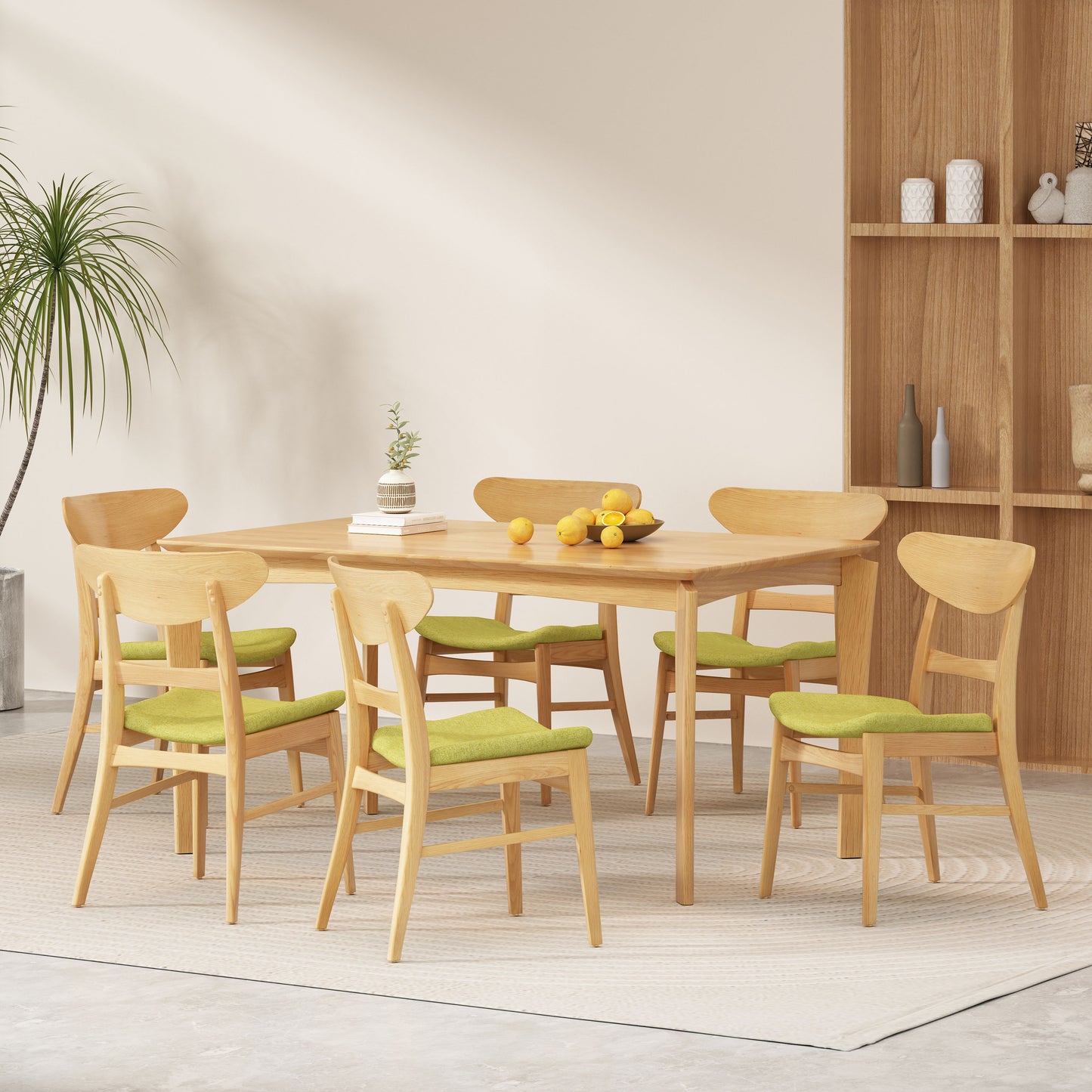 Atherton Wood and Fabric 7 Piece Dining Set