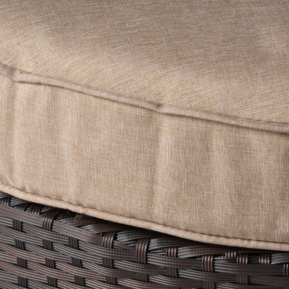Boden Outdoor Wicker Ottoman with Cushion