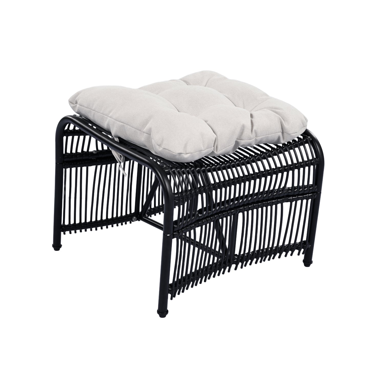 Celeste Outdoor Patio Furniture Set with Lounge Chair, Balcony Chairs Table Set with Cushions, Ottoman