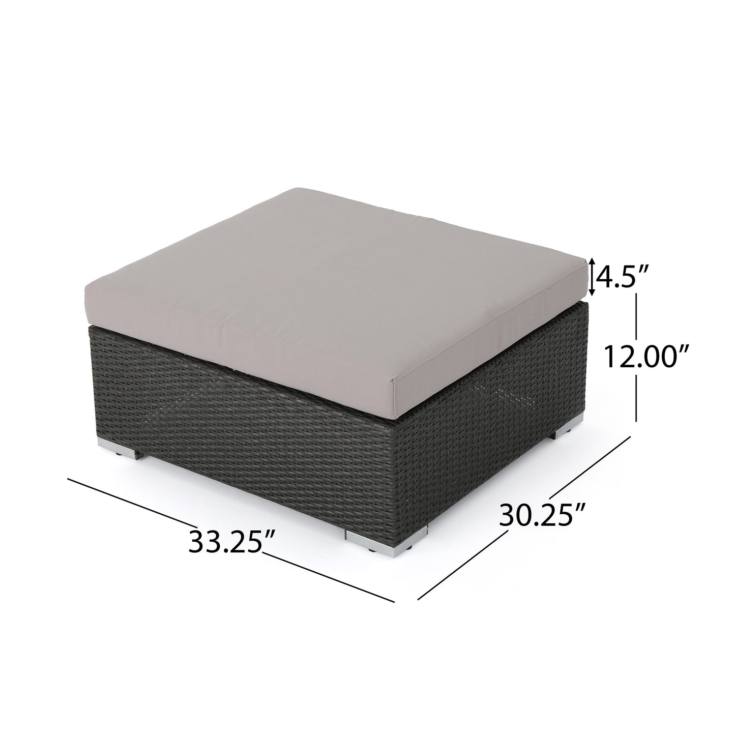 Avianna Outdoor Wicker Ottoman with Cushion