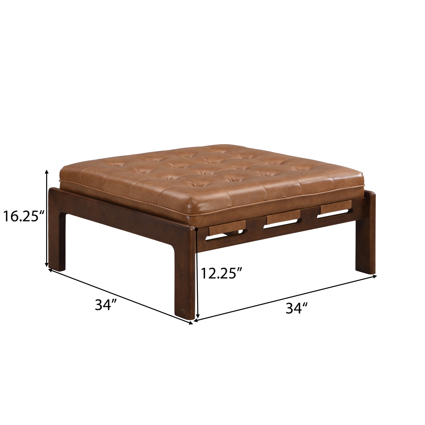 Verveia 34'' Upholstered PU Leather Square Ottoman