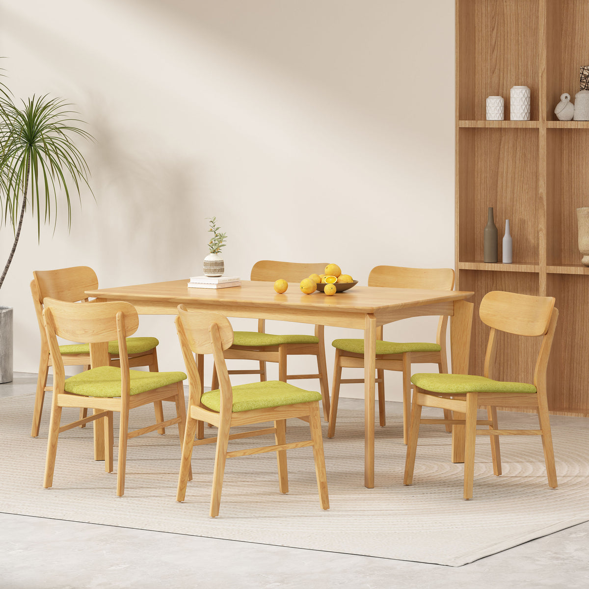 Carmody Wood and Fabric 7 Piece Dining Set