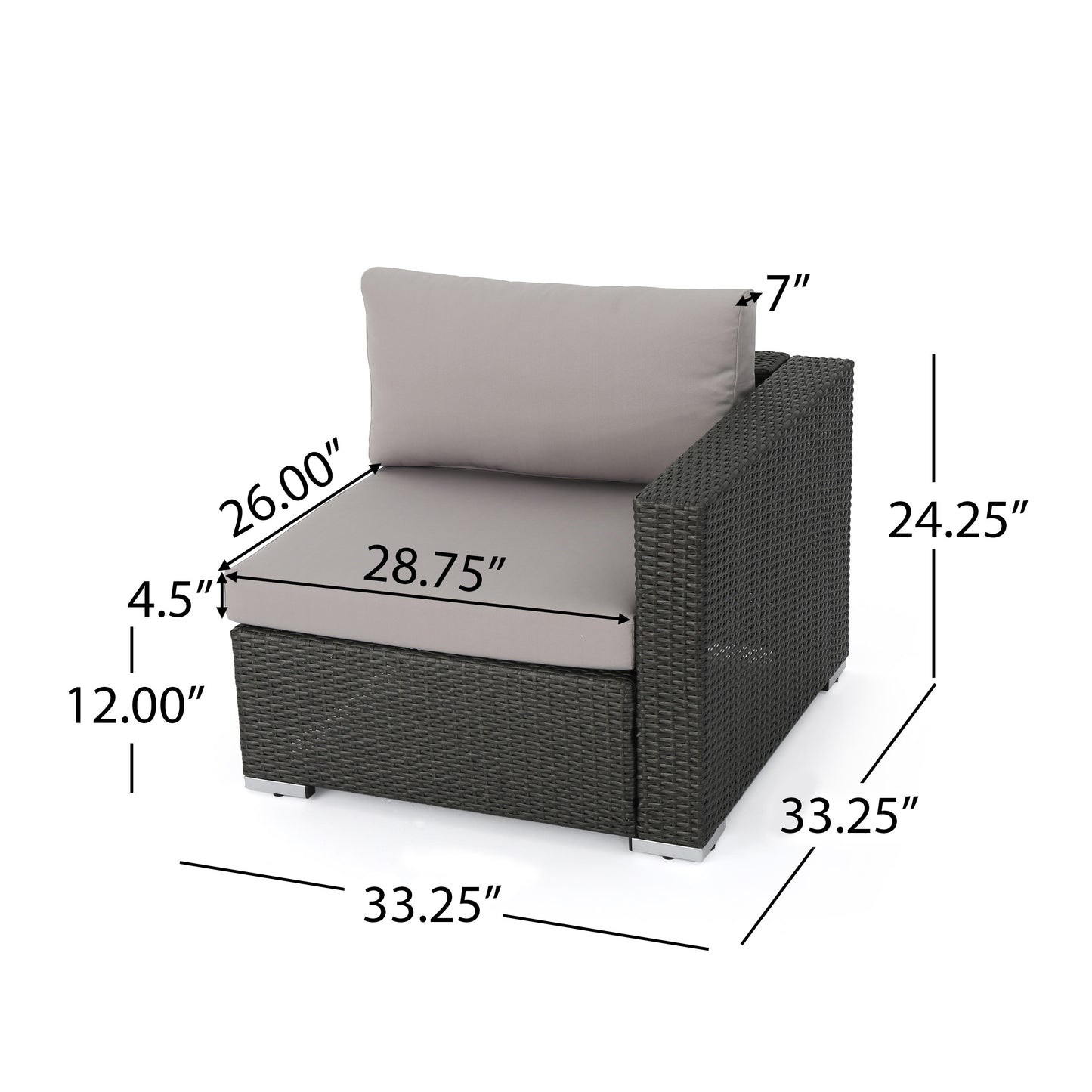 Francisco 6pc Outdoor Grey Wicker Seating Sectional Set w/ Cushions