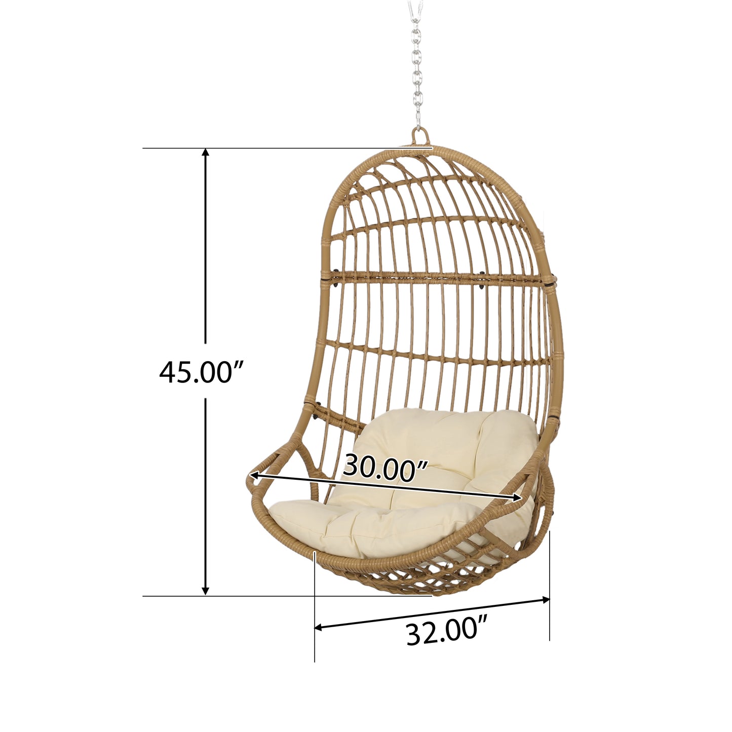 Perry Outdoor Wicker Hanging Basket Chair with Cushions