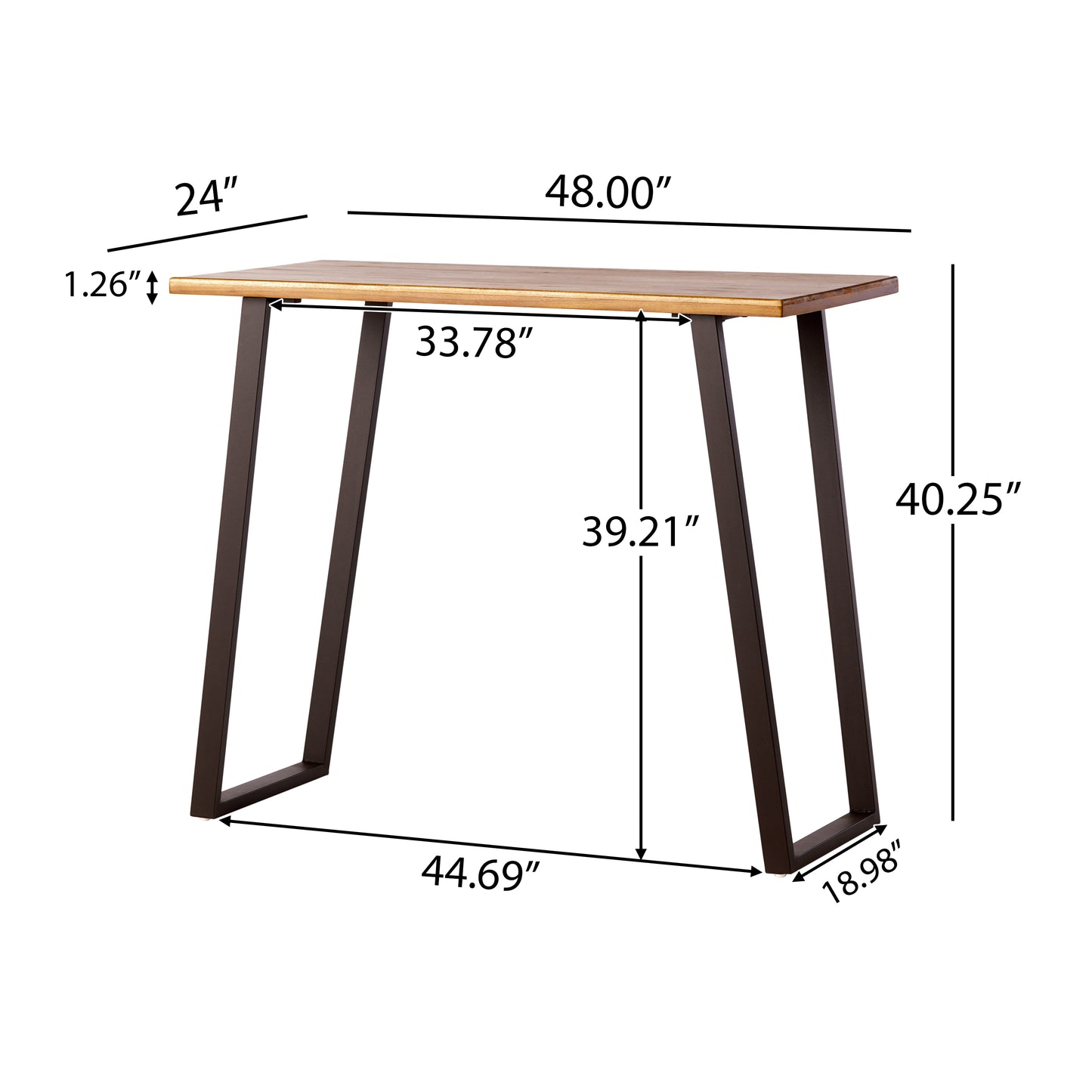Pablo Acacia Wood and Iron Bar Table, Natural Brown, Rustic Metal