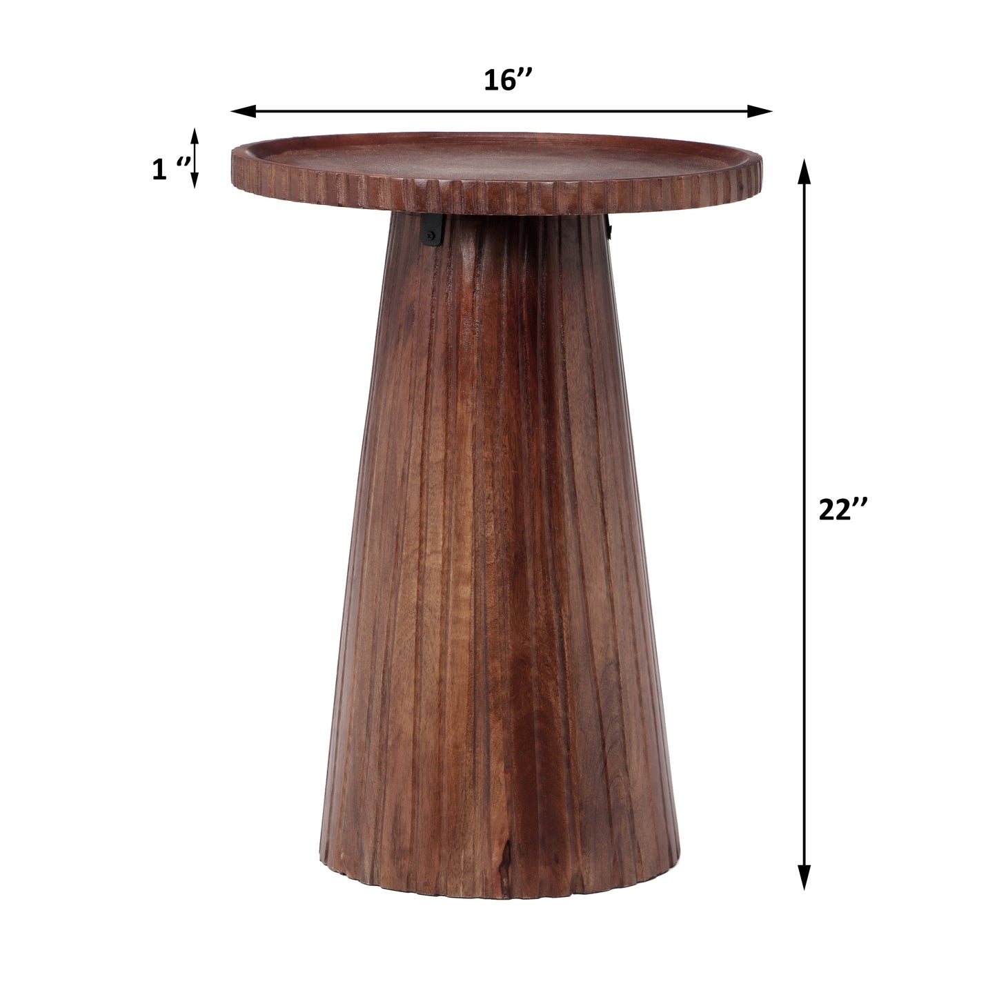 Zephy Round Pedestal Side End Table, Mango Wood