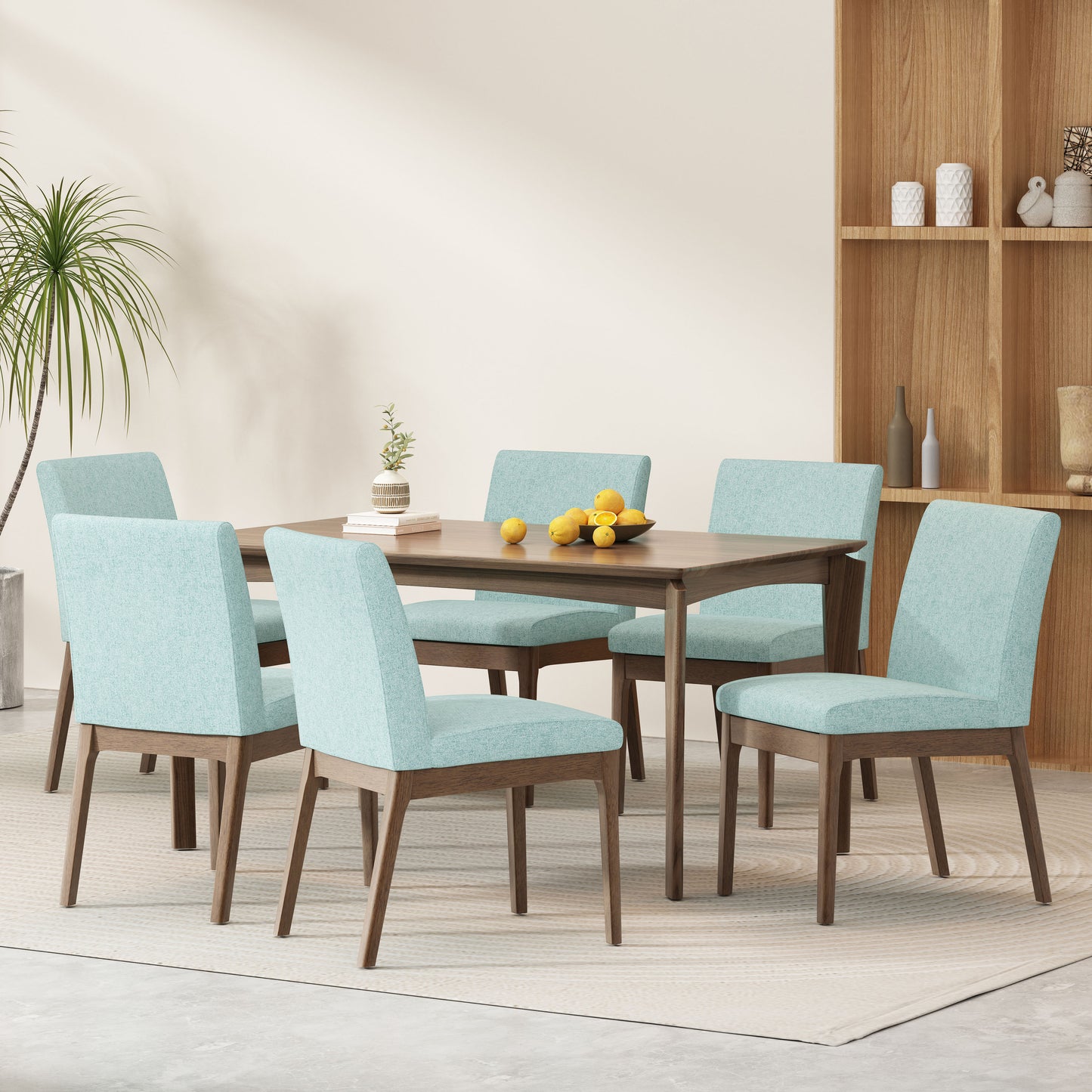 Ballantrae Wood and Fabric 7 Piece Dining Set