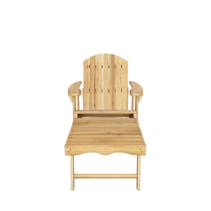Kono Outdoor Acacia Wood Reclining Adirondack Chair with Footrest, Natural