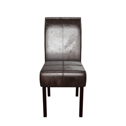 Percival T-stitched Chocolate Brown Leather Dining Chairs