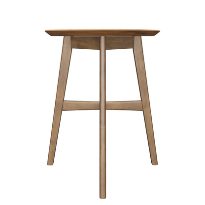 Madeline Mid-Century Modern Circular Wood Bar Table with Tapered Legs