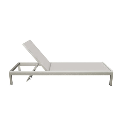 Cherie Modern Outdoor Gray Mesh Chaise Lounge with Wheels