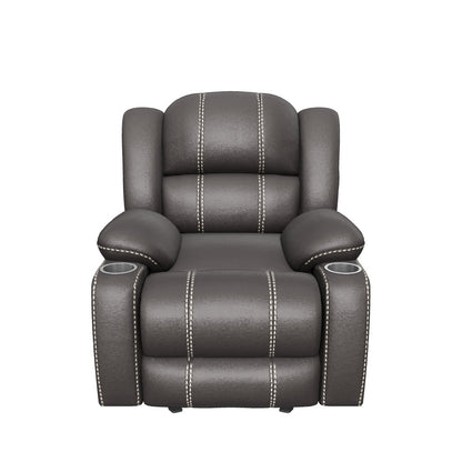 Sophia Traditional Leather Recliner with Steel Cup Holders