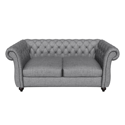 Kyle Traditional Chesterfield Fabric Loveseat Sofa