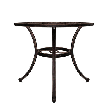 Jamie Outdoor Round Cast Aluminum Dining Table, Shiny Copper